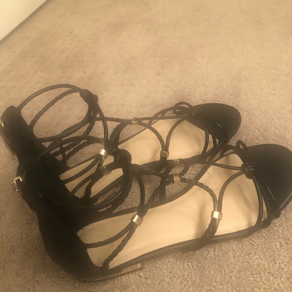 ALDO black gold gladiator sandals Sz 8.5
